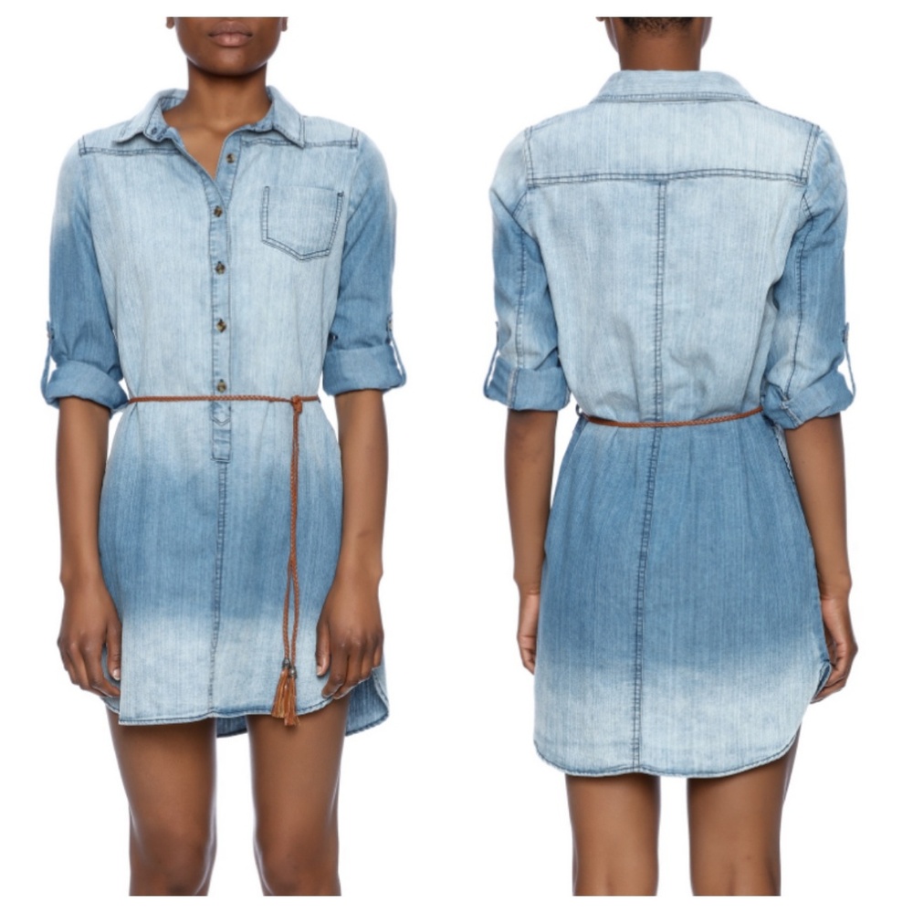 Papermoon Washed Denim Shirt Dress sz S
